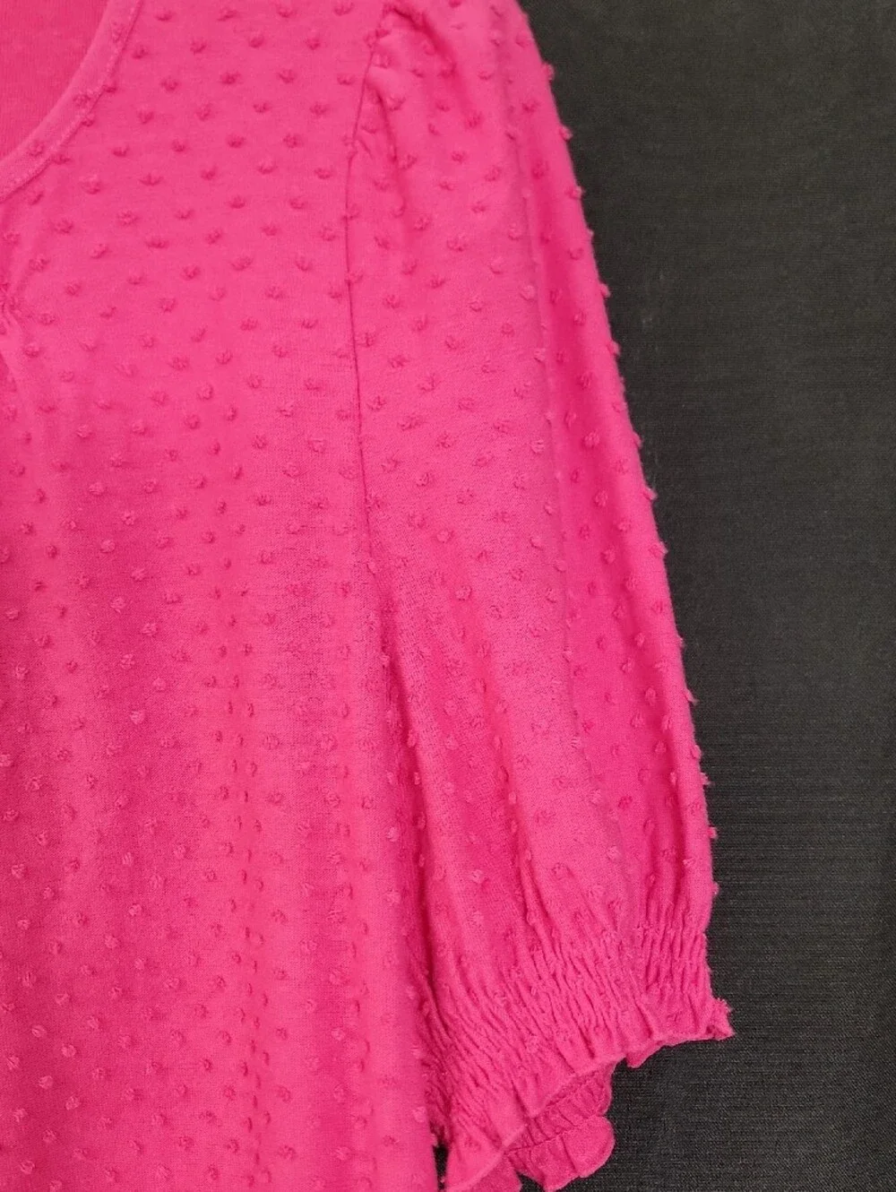 J. Crew Bright Pink Swiss Dot Short Sleeve Blouse